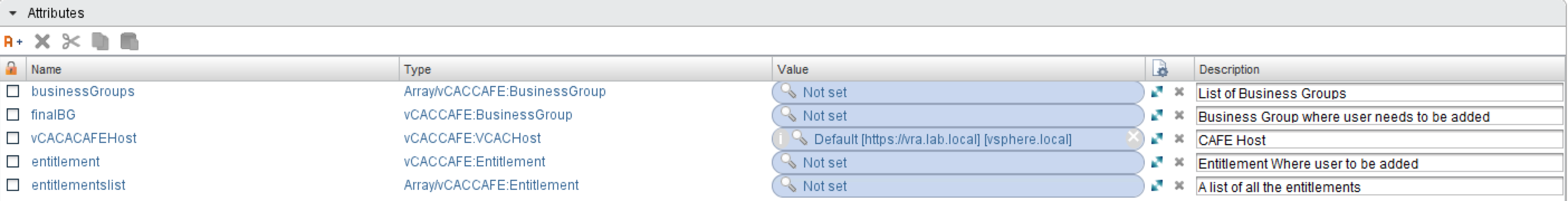 Attribute of vRO Workflow